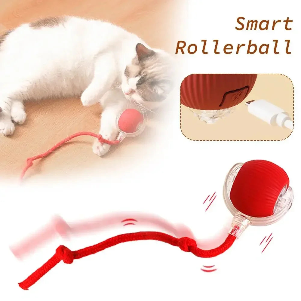 Automatic Rolling Fake Tail Ball – Rechargeable Smart Pet Toy for Cats & Dogs