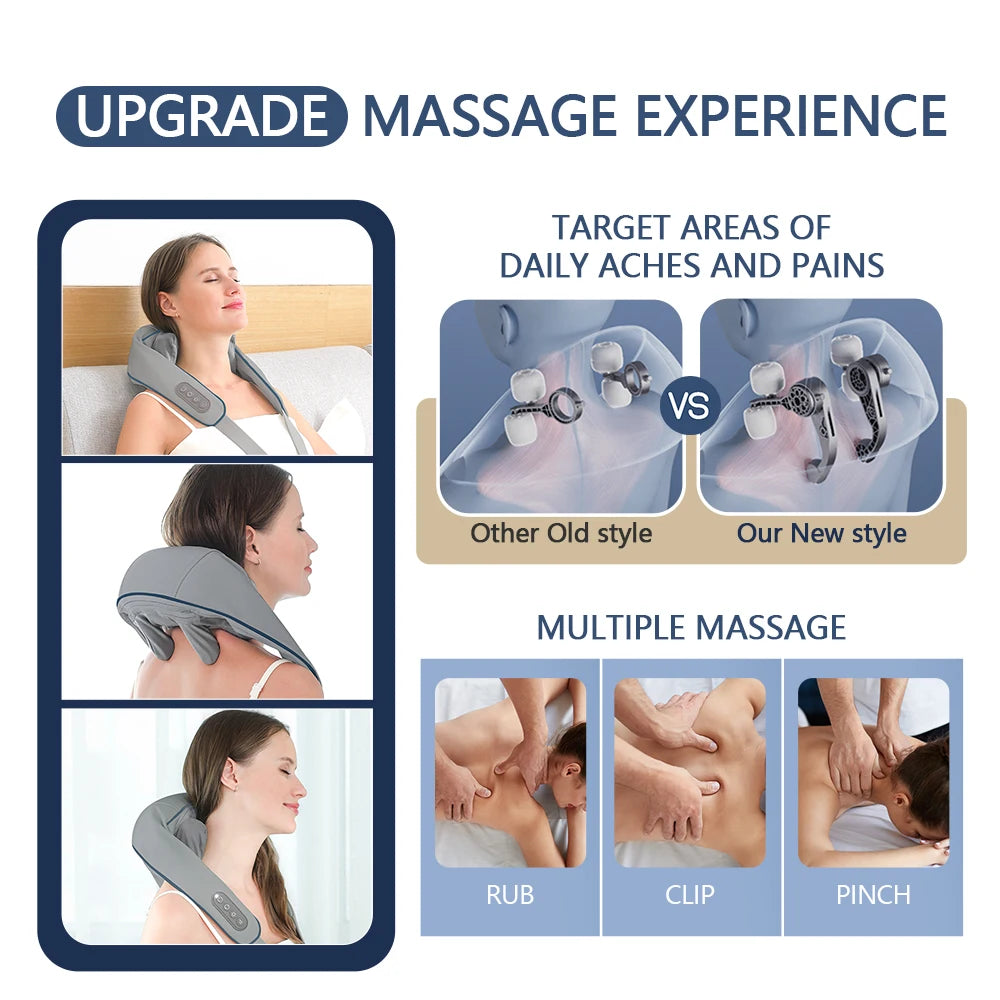 Wireless Neck And Back Massager| Heat & Vibration Therapy and Stress Relief Comfort