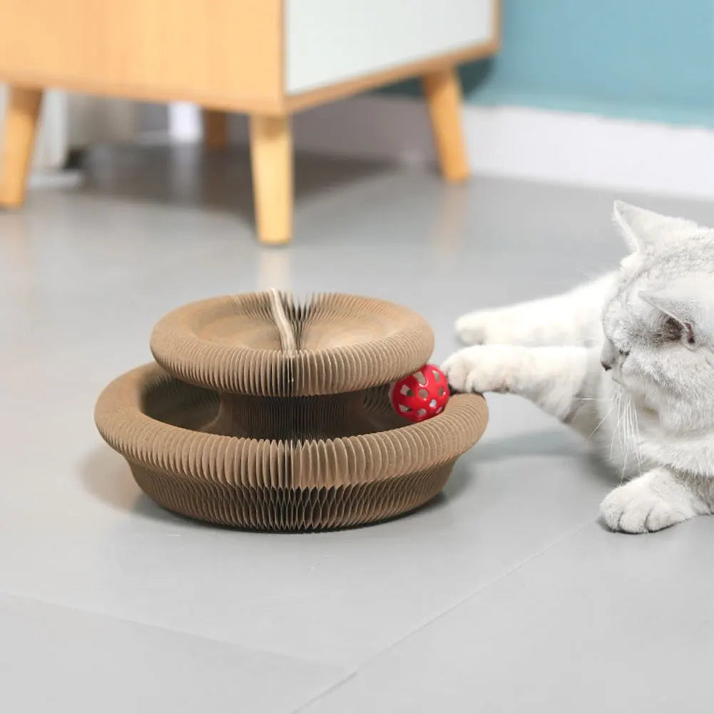 Transformable Kitty Kurlz foldable scratching mat for cats with bell, cat toy scratching mat