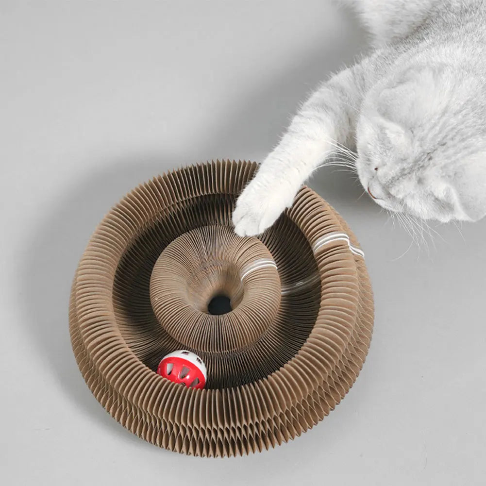 Transformable Kitty Kurlz foldable scratching mat for cats with bell, cat toy scratching mat