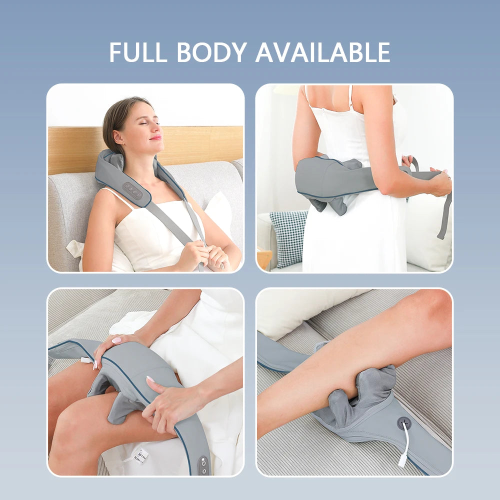 Wireless Neck And Back Massager| Heat & Vibration Therapy and Stress Relief Comfort