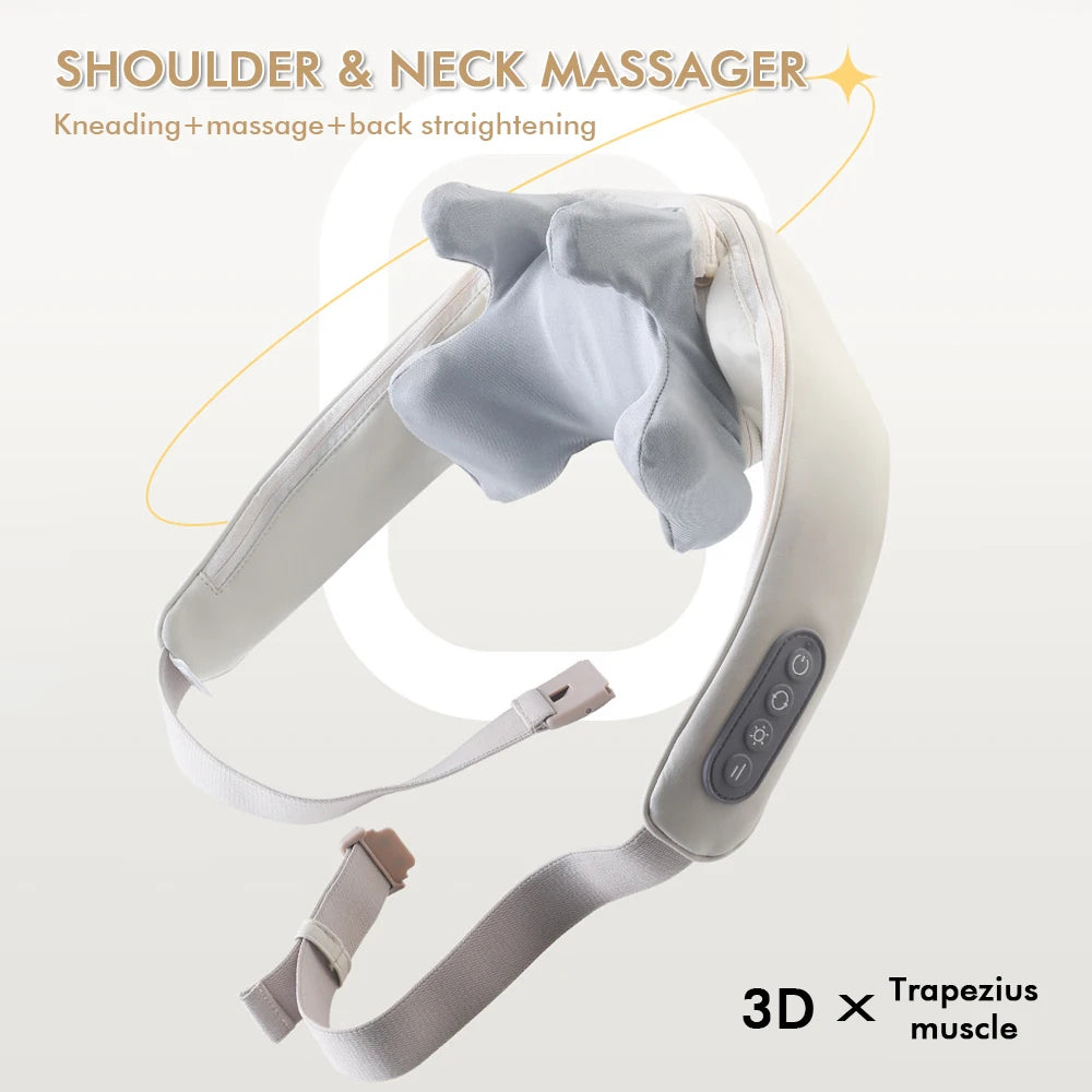 Wireless Neck And Back Massager| Heat & Vibration Therapy and Stress Relief Comfort